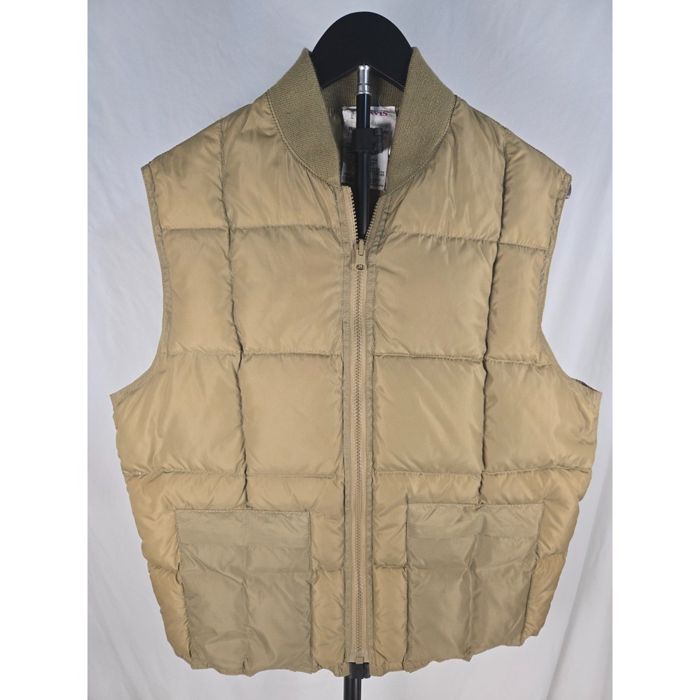 Vintage 70s 80s Orvis Goose Down Puffer Vest Tan Khaki Mens L Outdoor Gorpcore